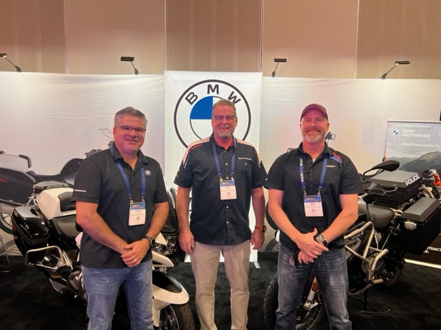 From left to right. Charles Berthon, Keith Willson National Authority Manager BMW N/A, Quinn Redeker. BMW brand ambassador and top riding skills instructor